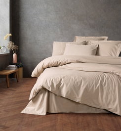 L'essentiel linge de maison Juego de funda de edredón doble Ranforce Beige